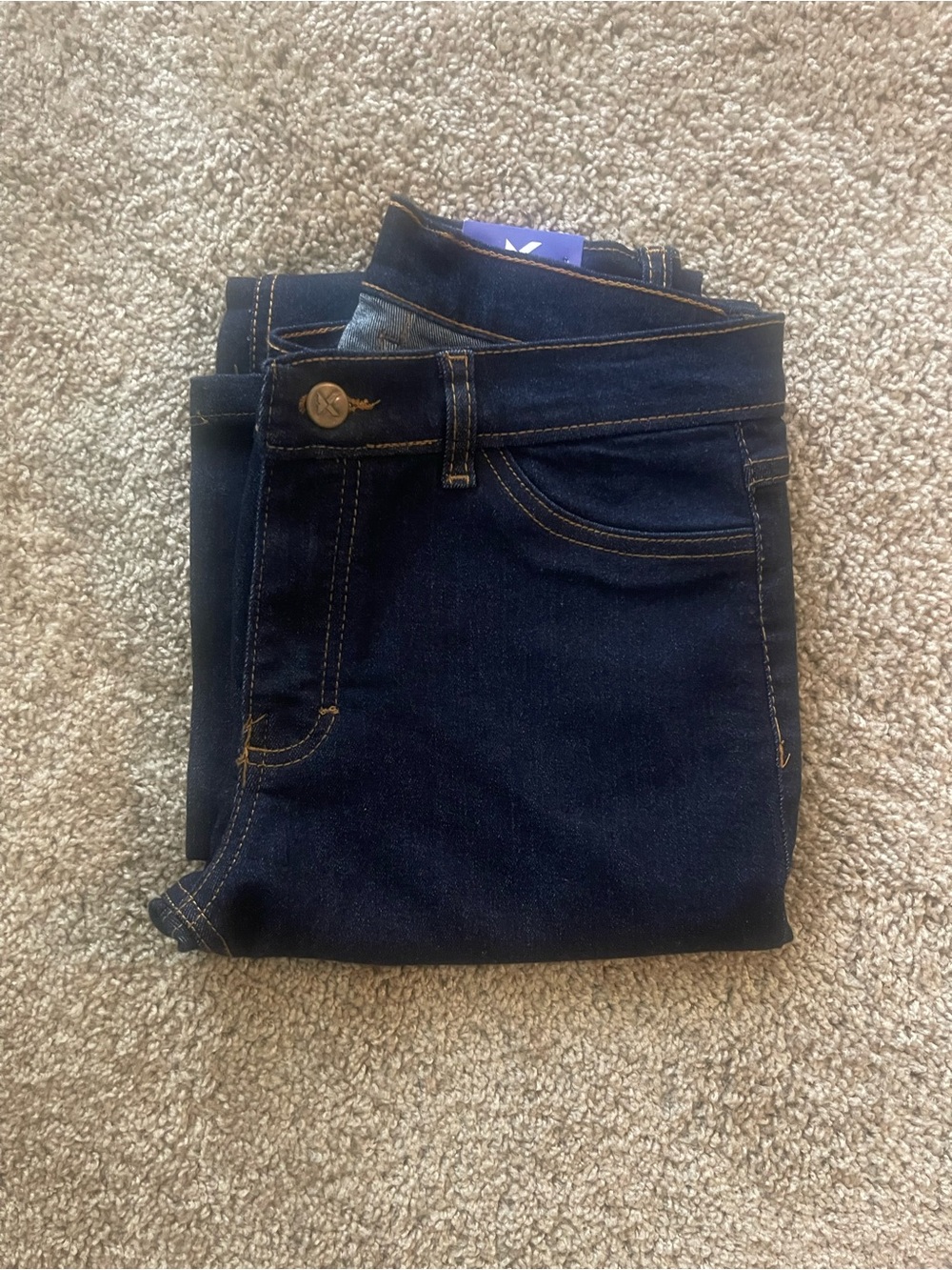 NWT Kolossus Women’s Dark Wash Denim Stretch Work Jeans Size 0 Straight, Blue